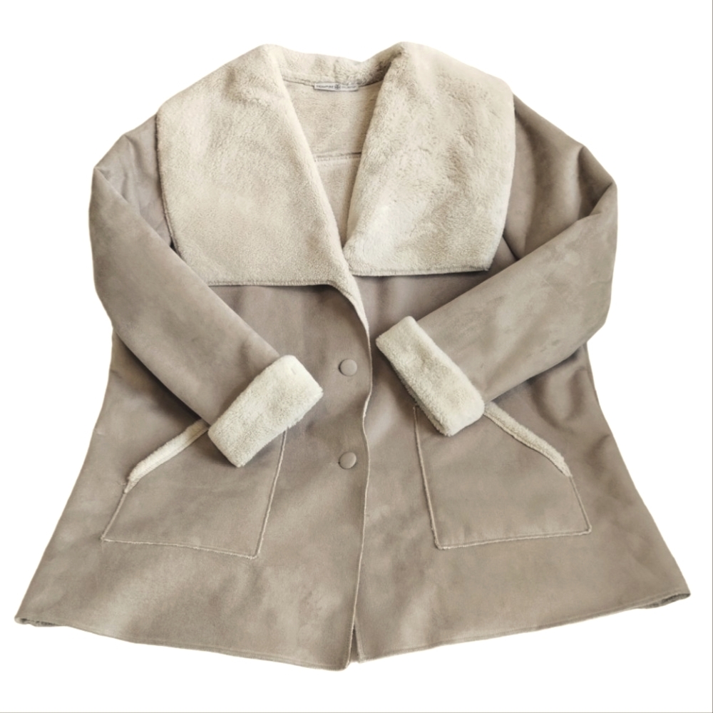 Faux Suede Jacket Signature Collection 2X Sherpa Beige